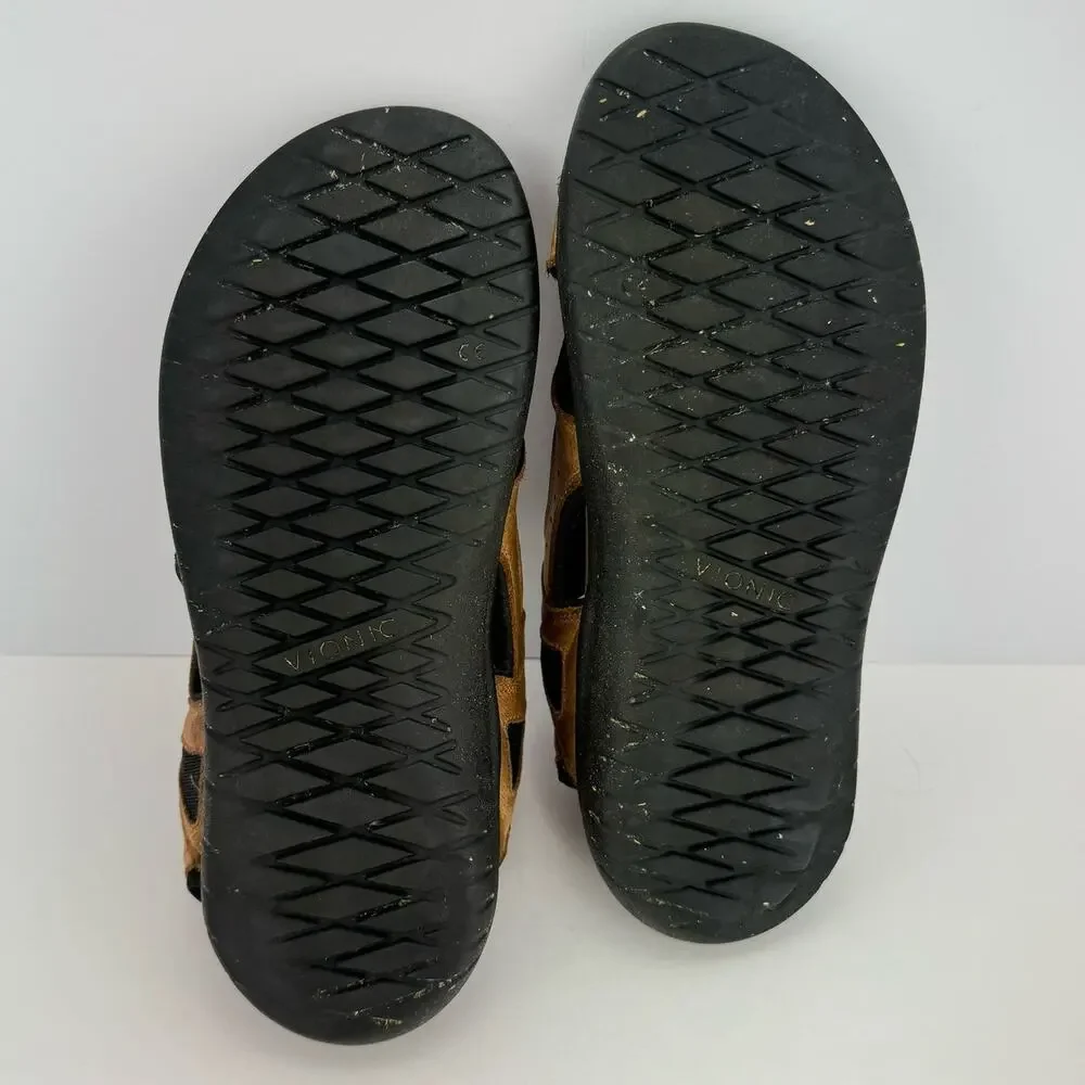 Vionic Neil Brown Nubuck‎ Leather Breathable Adjustable Platform Sandals Sz 7